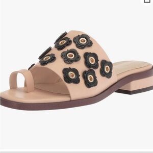 Cole Haan Black Beige Leather Carly Floral Sandel